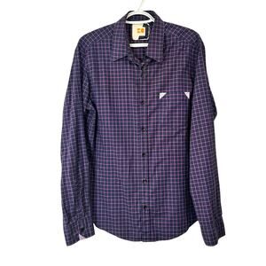 Hugo Boss Orange Label Square Print Purple Black Long Sleeve Button Down Shirt